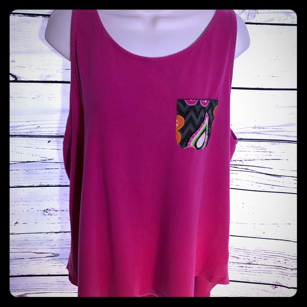 Vera Bradley Magenta Floral Pocket Tank Top